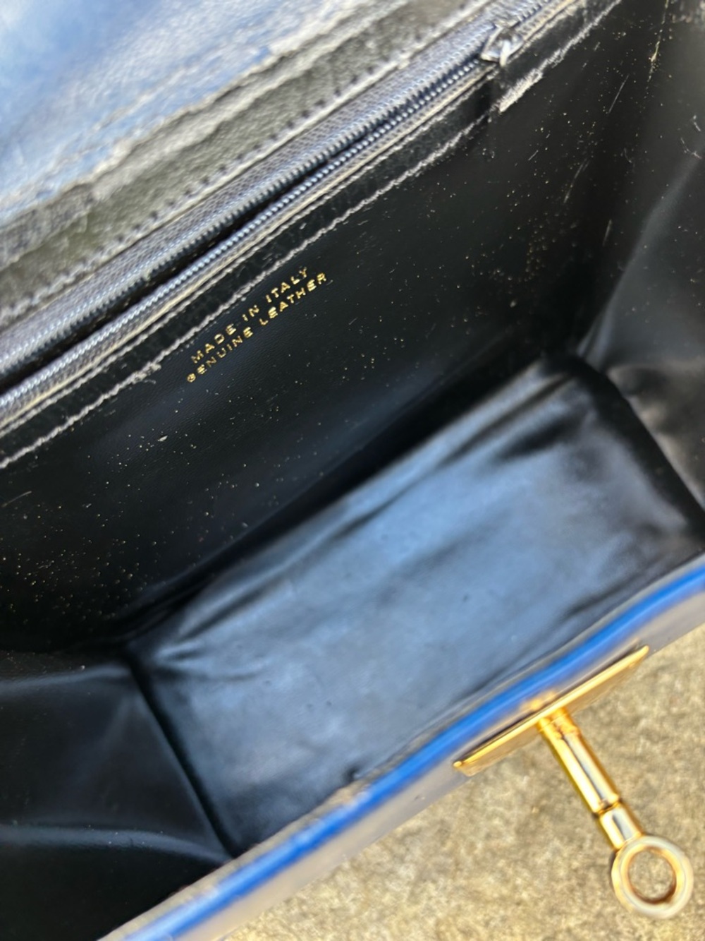 VINTAGE/ Never Used/ ITALY Classic Red White and Blue Leather Top-Handle bag.OBO - Picture 9 of 14